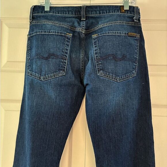 7 For All Mankind Jeans 31 x 32 Blue Denim Women’s Straight Leg Buttonfly - Picture 2 of 14